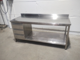 s/s Table with 3 drawers 